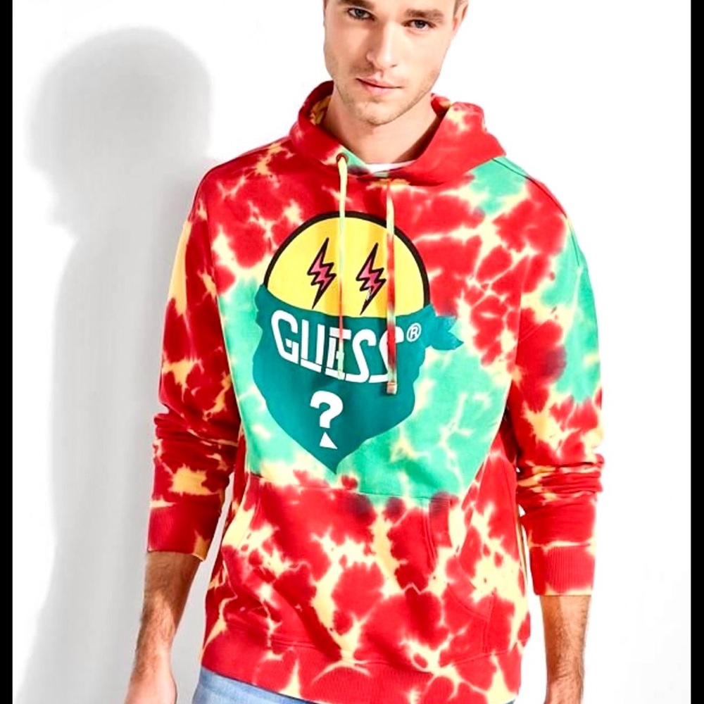 NWT Guess x J Balvin Vibrant Tie-Dyed Hoodie Size XL